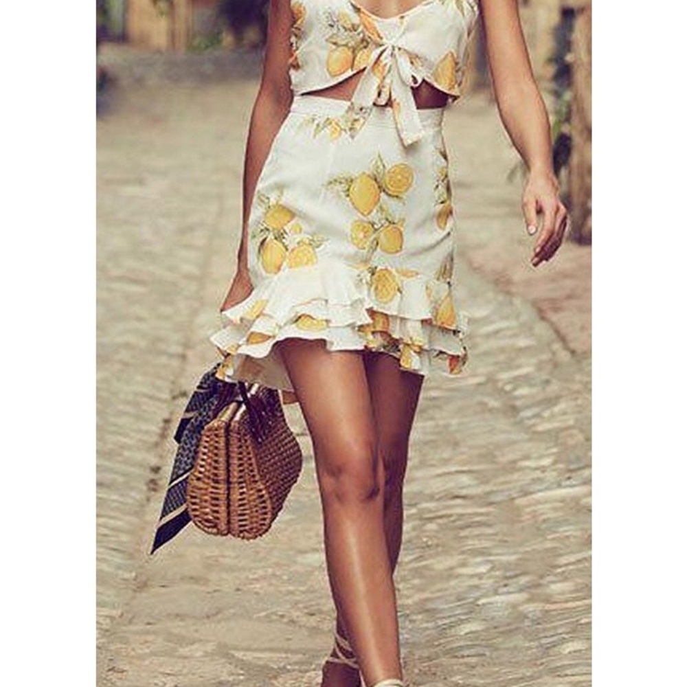 ♥️ Lemon Print Ruffle Skirt - Picture 4 of 4